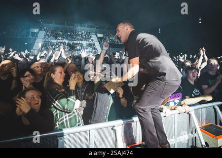 Copenhague, Danemark. 28 janvier 2025. Le groupe de punk celtique américain Dropkick Murphys donne un concert au KB Hallen à Frederiksberg, Copenhague. Banque D'Images