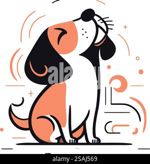 Mignon chien de dessin animé. Illustration vectorielle. conception plate. Concept PET. Illustration de Vecteur