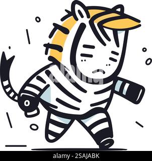 Illustration vectorielle Zebra. zèbre dessiné à la main doodle. Illustration de Vecteur