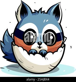 Drôle visage de loup de dessin animé. Illustration vectorielle isolée sur fond blanc. Illustration de Vecteur