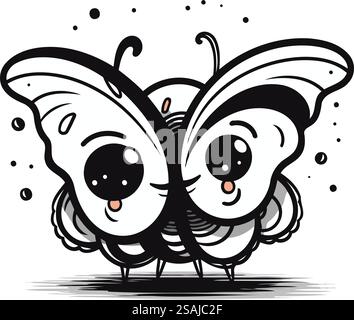Dessin animé papillon mignon. Illustration vectorielle isolée sur fond blanc. Illustration de Vecteur