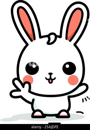 Conception de vecteur de personnage de dessin animé de lapin mignon. Concept de mascotte animal mignon. Illustration de Vecteur