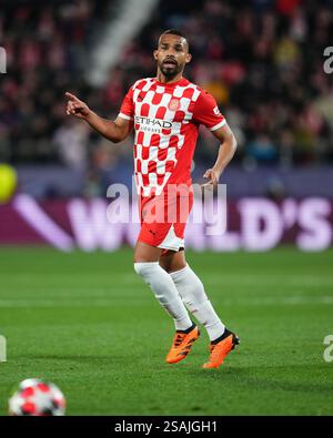 Gérone, Espagne. 30 janvier 2025. Yangel Herrera du Girona FC lors du match de l'UEFA Champions League, date 8, entre Girona FC et Arsenal FC a joué au stade Montilivi le 29 janvier 2025 à Gérone en Espagne. (Photo de Bagu Blanco/PRESSINPHOTO) crédit : AGENCE SPORTIVE PRESSINPHOTO/Alamy Live News Banque D'Images
