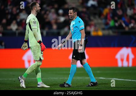 Gérone, Espagne. 30 janvier 2025. Pau Lopez du Girona FC lors du match de l'UEFA Champions League, date 8, entre Girona FC et Arsenal FC a joué au stade Montilivi le 29 janvier 2025 à Gérone Espagne. (Photo de Bagu Blanco/PRESSINPHOTO) crédit : AGENCE SPORTIVE PRESSINPHOTO/Alamy Live News Banque D'Images