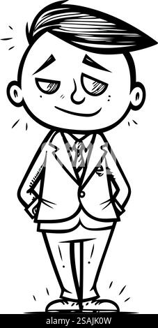 Personnage de dessin animé d'homme d'affaires. Illustration vectorielle d'un homme d'affaires dans un costume. Illustration de Vecteur