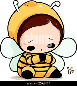 Illustration d'une abeille mignonne bébé portant un costume d'abeille Illustration de Vecteur