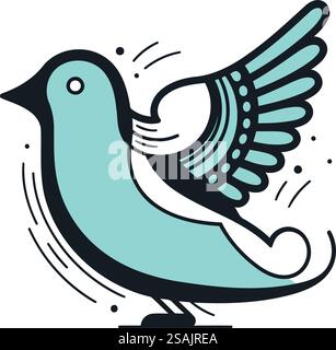 Pigeon. Illustration vectorielle dessinée à la main dans le style doodle. Illustration de Vecteur