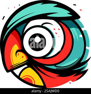 Illustration vectorielle d'un oeil avec une tête d'oiseau dedans. Illustration de Vecteur