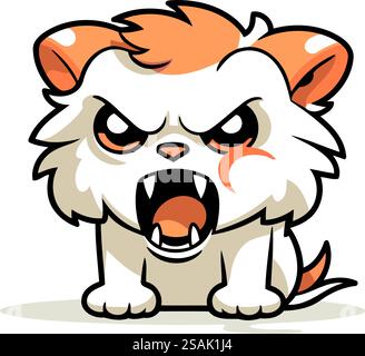 Chien de dessin animé en colère. Illustration vectorielle isolée sur fond blanc. Illustration de Vecteur