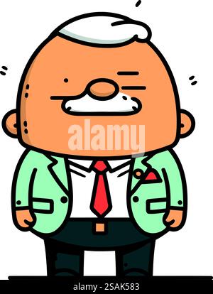 Illustration de dessin animé de vieil homme en costume d'affaires. Illustration vectorielle. Illustration de Vecteur