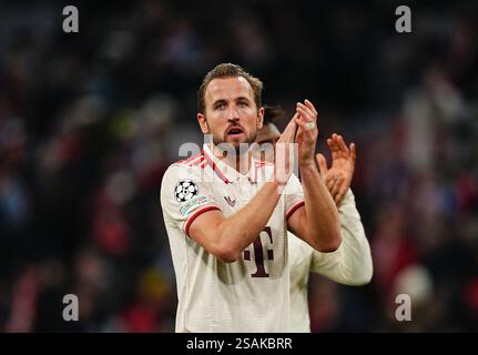 Allianz Arena, Munich, Allemagne. 29 janvier 2025. Harry Kane (Bayern Munich) fait des gestes lors d'un match MD8 de l'UEFA Champions League, Bayern Munich vs Slovan Bratislava, à l'Allianz Arena, Munich, Allemagne. Ulrik Pedersen/CSM/Alamy Live News Banque D'Images