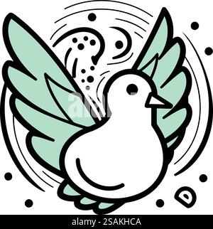 Colombe de paix sur fond blanc. Illustration vectorielle dans le style doodle. Illustration de Vecteur