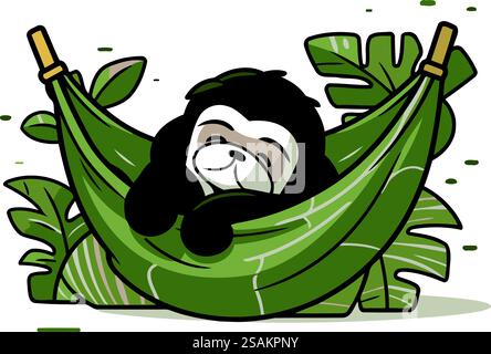 Paresseux de dessin animé mignon dormant dans un hamac. Illustration vectorielle. Illustration de Vecteur