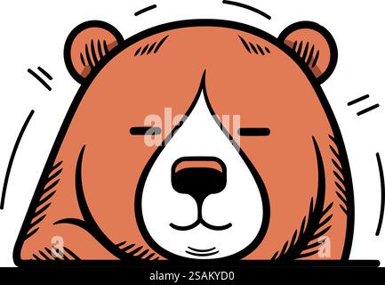 Mignon visage d'ours de dessin animé. Illustration vectorielle isolée sur fond blanc. Illustration de Vecteur