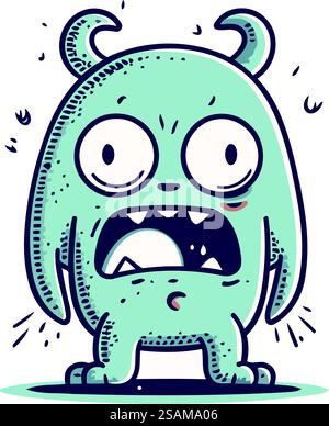 Monstre de dessin animé drôle. Illustration vectorielle de monstre mignon avec des émotions. Illustration de Vecteur