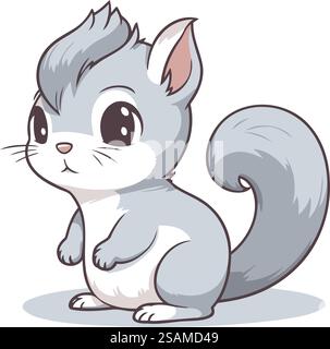 Écureuil mignon sur fond blanc. Illustration vectorielle d'un écureuil gris. Illustration de Vecteur
