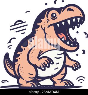 Mignon dinosaure tyrannosaurus rex. Illustration vectorielle. Isolé sur fond blanc. Illustration de Vecteur