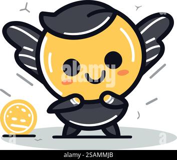 Personnage de dessin animé d'abeille mignon et kawaii. Illustration vectorielle. Illustration de Vecteur