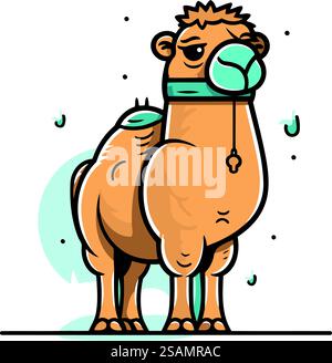 Chameau avec un masque médical sur le visage. Illustration vectorielle. Illustration de Vecteur
