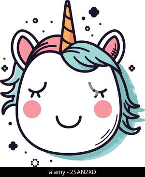 Jolie licorne dessinée à la main. Illustration vectorielle dans le style doodle. Illustration de Vecteur