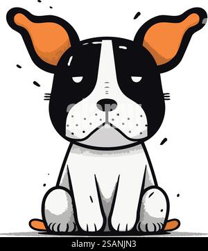 Mignon bulldog français assis. Illustration vectorielle d'un chien. Illustration de Vecteur