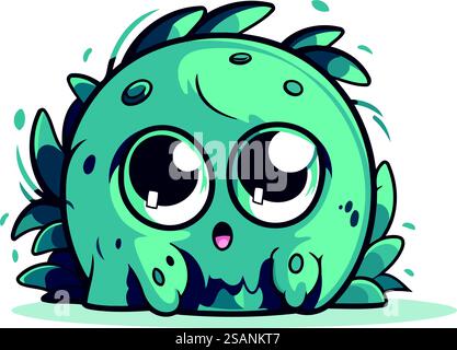Mignon monstre de bande dessinée. Illustration vectorielle isolée sur fond blanc. Illustration de Vecteur