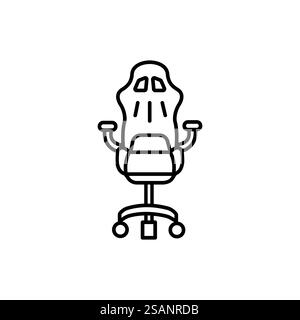 Icône de fauteuil de jeu vecteur plat isolé dans le contour. Chaise de bureau avec accoudoirs et hauteur réglable Illustration de Vecteur
