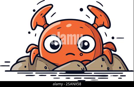 Mignon personnage de crabe. Illustration vectorielle dans le style doodle. Illustration de Vecteur