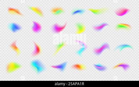 Dégradé abstrait avec effet de flou. Collection de formes floues multicolores. Dégradés de couleurs floues doux et éclatants. Ensemble de coups de pinceau multicolores flous. Illustration vectorielle Illustration de Vecteur