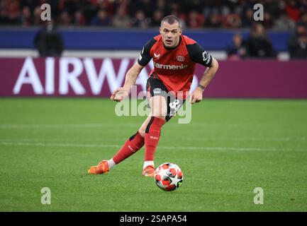 Granit Xhaka (Bayer), Ligue des Champions, Journée 8, Bayer 04 Leverkusen vs Sparta Prague, Leverkusen, Allemagne. 29 janvier 2025. Crédit : Juergen Schwarz/Alamy Live News Banque D'Images