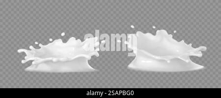 Éclaboussures de couronne de lait isolées sur fond transparent. Vector réaliste éclaboussure de lait. Illustration de Vecteur