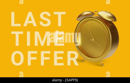 Réveil doré. Bannière de vente de concept. Illustration vectorielle. Illustration de Vecteur