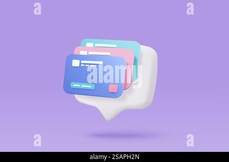 Sécurité financière de l'argent de carte de crédit 3D pour les achats en ligne, carte de crédit de paiement en ligne avec concept de protection de paiement. illustrateur de rendu d'icône de vecteur de finance d'entreprise 3d pour le shopping sur le e-commerce Illustration de Vecteur