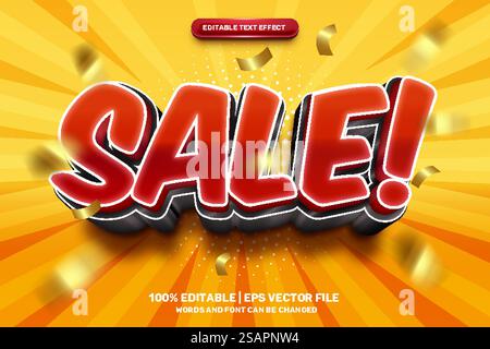 Promotion rouge effet de texte modifiable 3d en gras Illustration de Vecteur