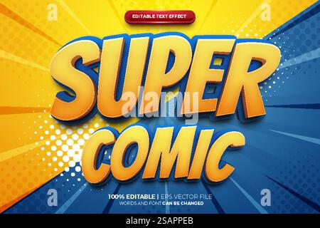 Style d'effet de texte modifiable Super Comic Bold 3D. Illustration de Vecteur