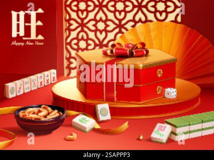 Publicité de bannière de boîte cadeau de noix de cajou luxueuse Illustration de Vecteur