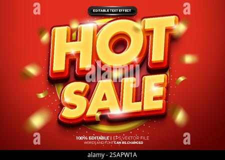 Hot sale 3D avec fond rouge style d'effet de texte modifiable Illustration de Vecteur