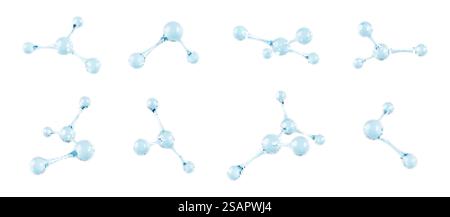 Modèle d'ensemble de molécules de verre. Structure moléculaire abstraite 3D isolée sur fond blanc. Illustration vectorielle 3D. Illustration de Vecteur