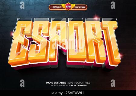 super eSport rouge blanc 3D modèle de logo effet texte Illustration de Vecteur