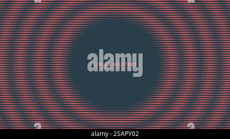 Linéaire demi-teinte motif ondulé vecteur cadre rond Rouge Noir couleur Classy fond abstrait. Retrowave Synthwave Retro Futurism Art minimaliste style abstraction. Décoration demi-teinte à rayures contrastées. Modèle linéaire demi-ton vecteur cadre rond Rouge Noir Classy Abstract fond Illustration de Vecteur