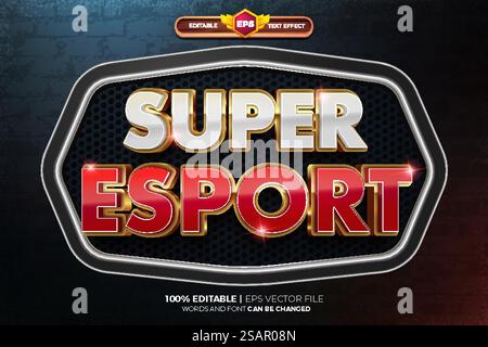 Effet de texte 3D super eSport rouge blanc Illustration de Vecteur