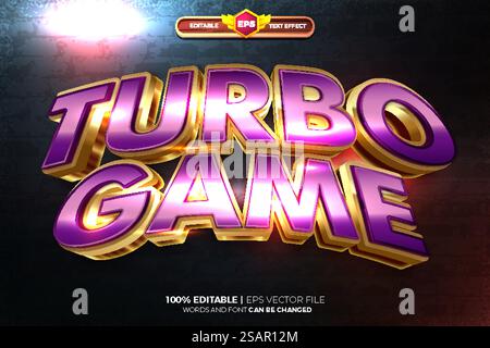 Turbo Modern Retro Game 3D modèle de logo de jeu d'effet de texte Illustration de Vecteur