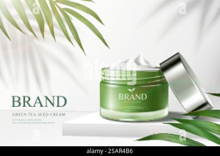 Pot de crème de thé vert ADS Illustration de Vecteur