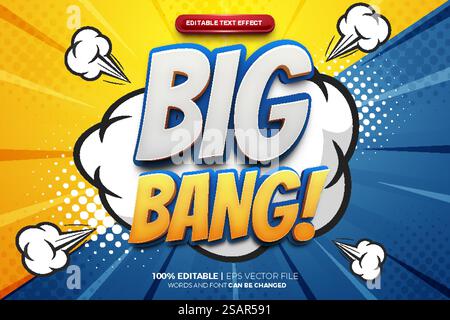 Super Big Bang Comic Bold style d'effet de texte modifiable 3D. Illustration de Vecteur
