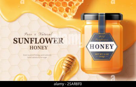 Annonces de miel gravées Illustration de Vecteur