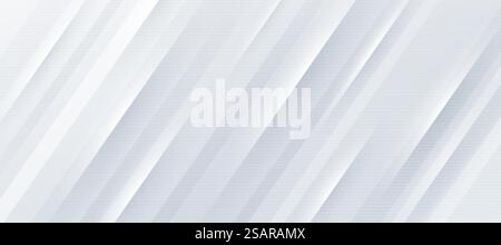 Fond dégradé blanc et gris vif avec lignes diagonales dynamiques et texture demi-ton. Conception de bannière de modèle moderne et simple. Concept luxueux et élégant. Illustration vectorielle Illustration de Vecteur