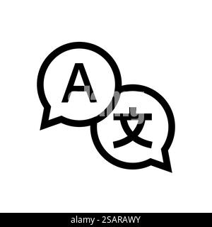 Icône de traduction de la langue. Symbole de ligne de bulles de chat de traduction. Translater l'élément de service. Modèle de vecteur brut. SPE 10 Illustration de Vecteur