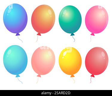 Collection de ballons colorés. Ballons brillants mis isolé sur fond blanc. Illustration vectorielle pour votre conception Illustration de Vecteur