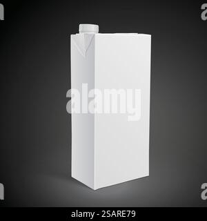 emballage de boisson en carton vierge sur fond noir. Illustration 3D.. emballage en carton pour boisson Illustration de Vecteur