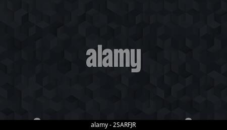 Fond de motif 3D carré noir abstrait sans couture. Motif hexagonal géométrique moderne. Vecteur EPS10 Illustration de Vecteur